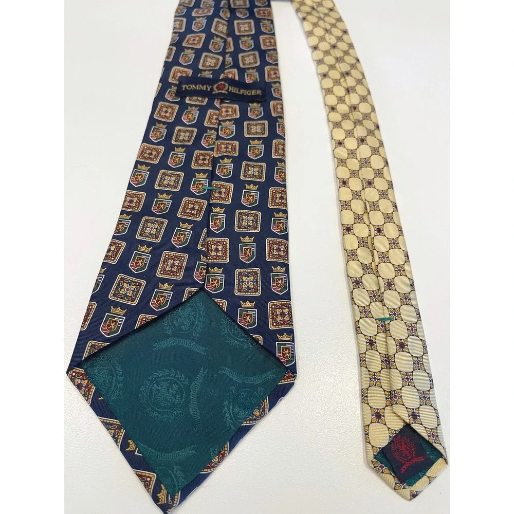 Tommy‎ Hilfiger Crest Logo Blue Gold Mens Tie